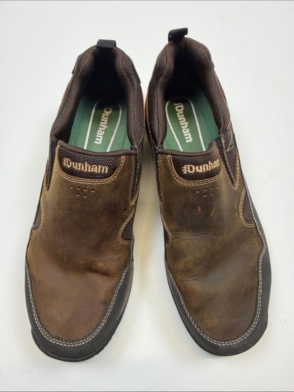 DUNHAM MENS BROWN LEATHER WATERPROOF SLIP ON WALKING SHOES SIZE 10